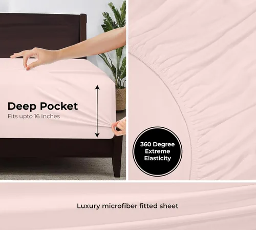 Miniatura 3 de Royale Linens Sábana Bajera King - Microfibra Cepillada Ultra Suave 1800 - Sábanas Inferiores de Lujo Hotelero - Sin Arrugas y Resistente a la Rosa