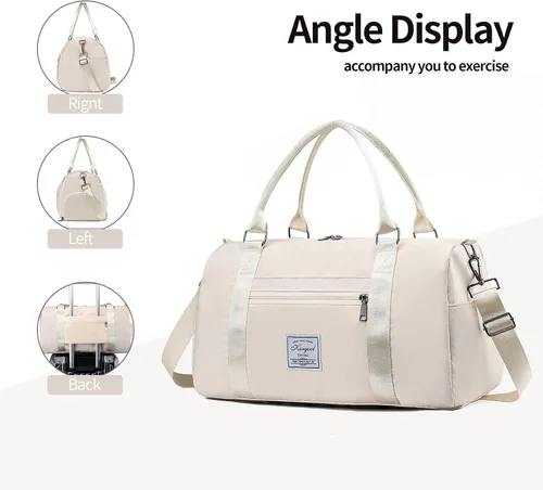Miniatura 25 de Bolsa de gimnasio con bolsillo húmedo, bolsa de viaje plegable para mujer, bolsa de viaje impermeable para viajes, gimnasio, yoga