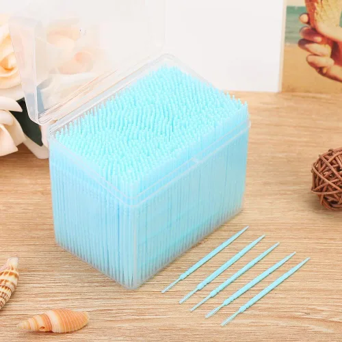 Miniatura 5 de 1100pcs Double Head Plastic Toothpick, Teeth Cleaning Tooth Picks Oral Care Floss Pick Floss Interdental Brush with Box (Blue)