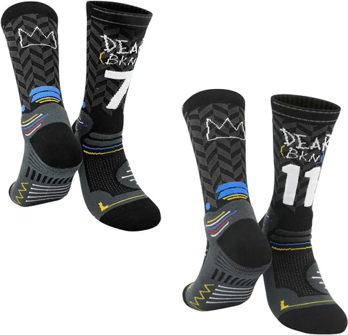 Miniatura 37 de 2 pares de calcetines de baloncesto para hombres y niños, equipo de baloncesto con número de la suerte, calcetines de estrella para niños y adultos