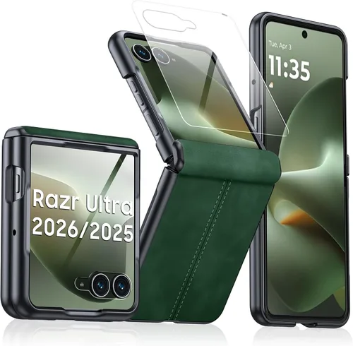 Miniatura 52 de para Samsung Galaxy Z Flip 7 Funda con protección de bisagras y protector de pantalla incorporado, funda de cuero mate de policarbonato ultradelgada