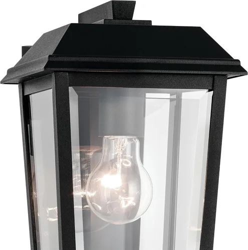 Miniatura 3 de Kichler Mathus 59118BKT - Lámpara de pared tradicional para exteriores, con textura negra, de lujo, con vidrio transparente, para paredes