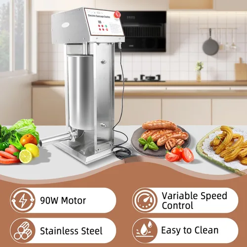 Miniatura 5 de Hakka Procesador de Alimentos Comercial de 25 LB de Acero Inoxidable Eléctrico para Embutir Salchichas y Fabricante Vertical de Relleno de Salchichas