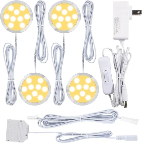 Accesorios de luz LED de disco para estante de exhibición, gabinete de casa debajo de la iluminación superior, enchufe eléctrico de pared de 110 V,