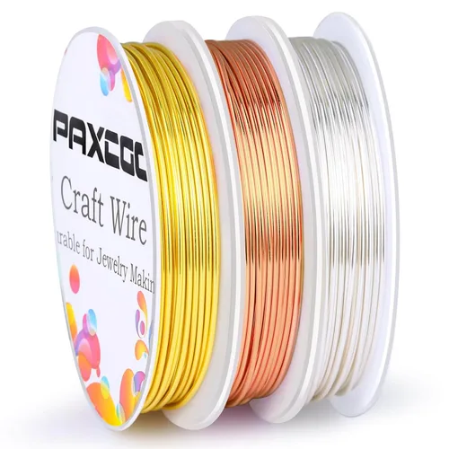 Paxcoo Paquete de 3 alambres de joyería para manualidades, calibre 18, resistentes al deslustre, para suministros de fabricación de joyas y