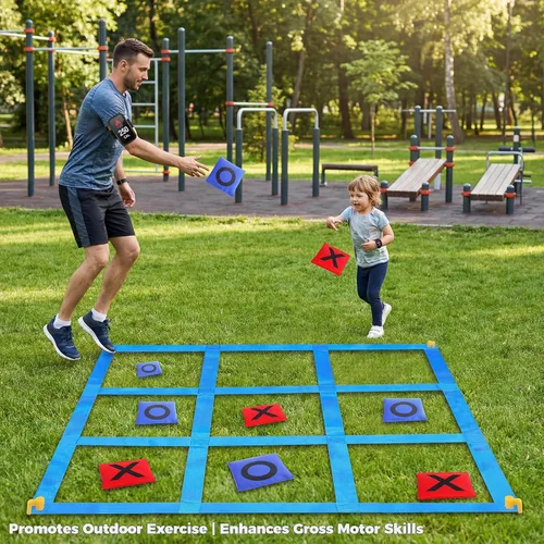 Miniatura 8 de CWLAKON Juego de Lanzamiento de Pufs Gigante al Aire Libre Tic Tac Toe para Niños, Adultos y Familia, Gran Juego de Patio al Aire Libre para Césped