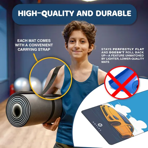 Miniatura 4 de Alfombrillas de yoga prémium para niños, tapetes de ejercicio, tapetes de juego con correa de transporte, alfombrillas antideslizantes de 60 x 24