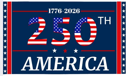 Miniatura 10 de Bandera de Estados Unidos del 250 aniversario, de 3 x 5 pies, 3 capas, bandera de aniversario estadounidense de 250 años, doble cara, decoración A2