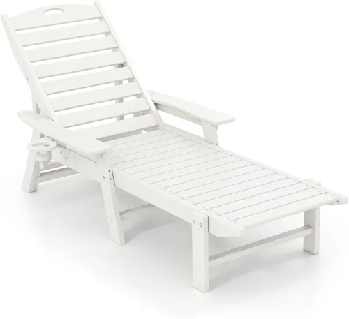 Giantex Tumbona ajustable al aire libre – Silla reclinable de polietileno de alta densidad para patio al aire libre con respaldo de 4 posiciones,