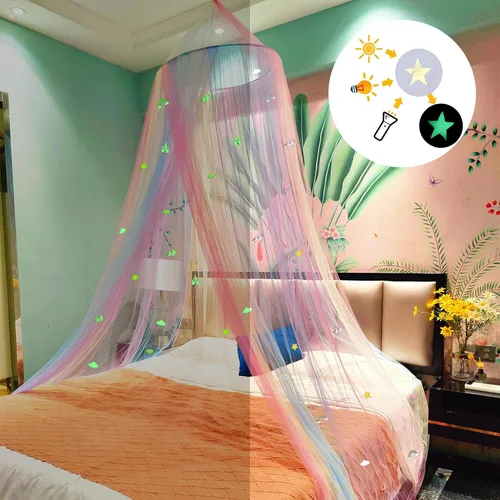 Miniatura 3 de Mosquitera de arco iris, toldo de cama de princesa para decoración de habitación de niñas o fiesta temática de unicornio