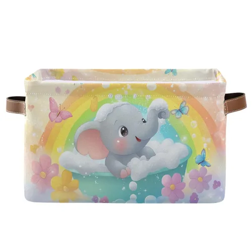 Miniatura 28 de Emelivor ABC - Contenedor de almacenamiento plegable con asa rectangular impermeable ABC Dinosaurios cesta para almacenamiento cubo organizador