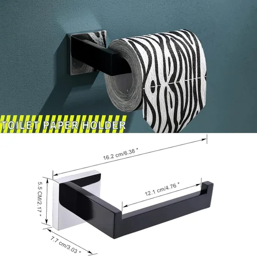 Miniatura 4 de Conjuntos de Soportes para Toalleros de Baño Negro y Pulido, Juego de Ferretería de Baño de 4 Piezas de Acero Inoxidable, Kit de Accesorios de Baño.