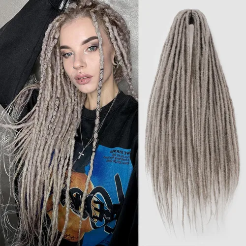 Miniatura 31 de 20 hebras de 24 pulgadas, extensiones de rastas color burdeos, rastas de cabello de ganchillo para mujer, hechas a mano, suaves, trenzas de cabello