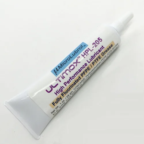 ULTIMOX HPL-205 Lubricante de grasa de alto rendimiento, PFPE puro / PTFE (perfluoropoliéter/politetrafluoroetileno), en práctico tubo de compresión