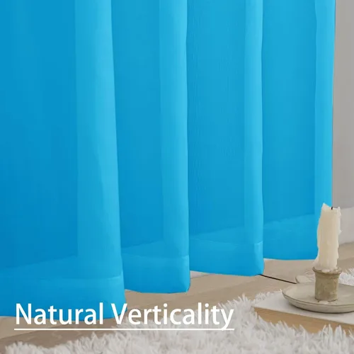 Miniatura 7 de Cortinas semitransparentes de 30 pulgadas de largo, 2 paneles con bolsillo para barra, tratamiento de ventana para sala de estar, dormitorio, Azul