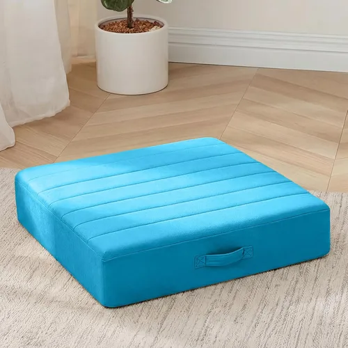 Miniatura 19 de MeMoreCool Cojín cuadrado de piso para sentarse para adultos y niños, gran cojín de meditación con espuma gruesa y cubierta mullida, cojín de piso