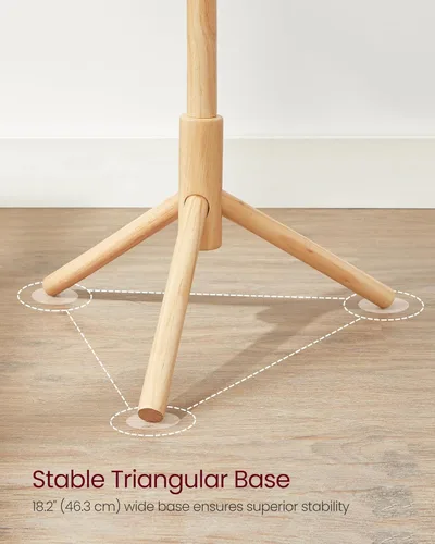 Miniatura 4 de VASAGLE Perchero de madera maciza, perchero en forma de árbol con 8 ganchos, 3 opciones de altura, para ropa, sombreros, bolsos, sala de estar