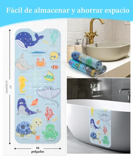 Miniatura 4 de Secopad Alfombra de Baño para Bañera Antideslizante, Lavable a Máquina, Alfombra Antideslizante de Dibujos Animados para Bañera de Bebé y Ducha