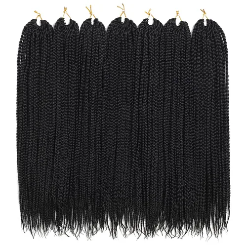 Miniatura 2 de Trenzas de caja de crochet pre-anilladas Goddess, trenzas de crochet, trenzado de cabello 7 paquetes 3x cabello de crochet (35,6 cm, 1B)