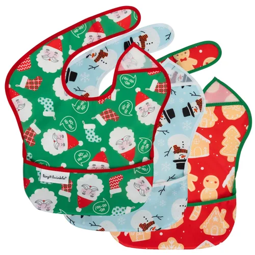 Miniatura 17 de Tiny Twinkle Baberos a prueba de derrames para bebés para comer Baberos impermeables y lavables para niños pequeños con bolsillo para todo Juego