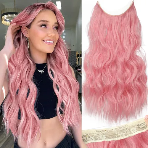 Miniatura 57 de KooKaStyle - Extensiones de cabello con hilo invisible, diadema transparente, ajustables, 4 clips fijadores, cabello largo y ondulado de 12