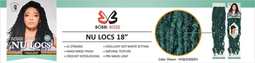 Miniatura 9 de Bobbi Boss - Trenzas de ganchillo sintéticas para cabello africano, raíces trenzadas, colección Nu Locs, 18 pulgadas, Paquete de 4, 99J