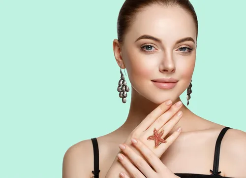 Miniatura 5 de Lavencious Anillo elástico con diseño de estrella de mar para mujer, talla 7-9, Diamantes de, Diamantes de imitación