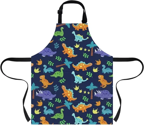 Miniatura 16 de doginthehole Delantal para niños con bolsillo para niños y niñas, delantales de chef ajustables con 2 bolsillos para cocinar, pintar