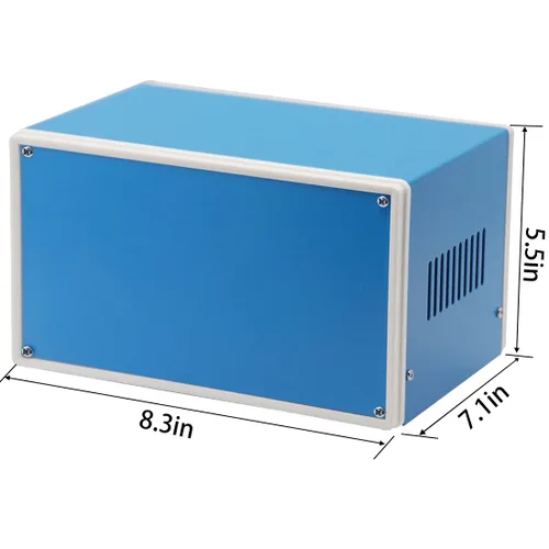 Miniatura 2 de Zulkit Cajas electrónicas, carcasa de metal azul, caja de proyectos de bricolaje, caja de conexiones, caja preventiva 8.3 x 7.1 x 5.5 pulgadas