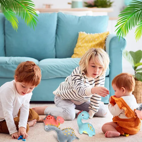 Miniatura 5 de Aoriher Paquete de 4 juguetes de peluche de dinosaurio de 9 pulgadas, adorables juguetes de peluche de dinosaurio para niños, bebés, regalos