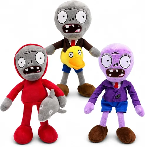 Dyharnsty 3 Piezas Juguetes de Peluche Plants vs Zombies Conjuntos de Zombies, Zombies Marrones Muñeca Figura Suave Juguetes Plants vs Zombies PVZ