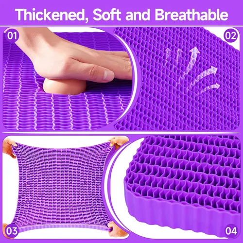 Miniatura 3 de Cojín de asiento de gel con líneas onduladas para sentarse durante mucho tiempo, cojín de asiento suave y refrescante para silla de oficina, silla