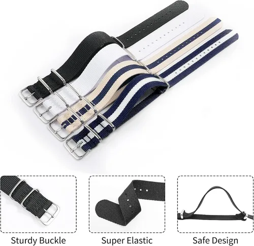Miniatura 3 de Ritche - Correas de nailon balísticas militares de 16, 18, 20, 22 y 24 mm.Repuesto de nailon para hombres y mujeres (4 paquetes).