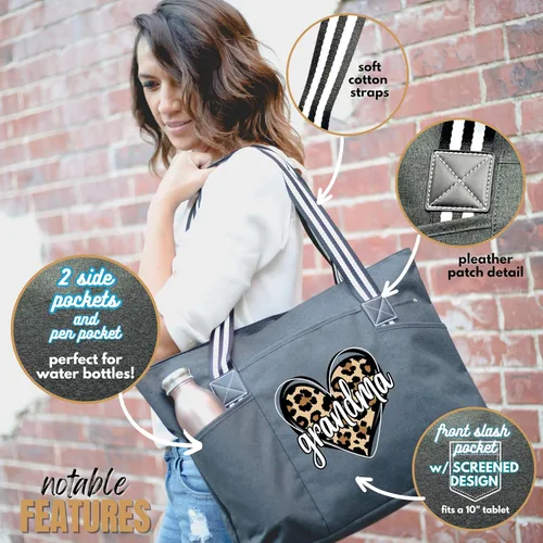 Miniatura 76 de Brooke & Jess Designs Bolso de mano para la abuela – Bolso de lona resistente con cremallera y bolsillo interior para la abuela para uso diario
