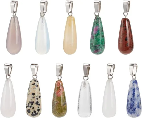 Miniatura 8 de PH PandaHall 50 dijes de cruz de piedra de 10 colores, colgantes de cristal de cuarzo cruzado para Pascua, San Valentín, Eid Mubarak Ramadán