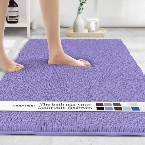Miniatura 44 de MAYSHINE Alfombra de Baño de Chenilla Afelpada Extra Suave, Súper Absorbente, Alfombra de Baño Antideslizante Microfibra Esponjosa
