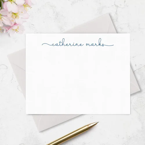 Miniatura 4 de Tarjetas de notas estacionarias personalizadas y sobres para mujeres con nombre en letra cursiva minúscula, elija colores de tinta y sobres
