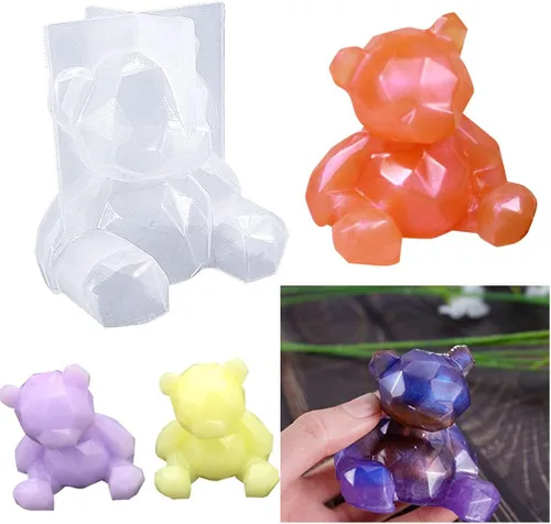 Miniatura 3 de Molde de oso 3D para manualidades, adornos de resina epoxi, colgante colgante, decoración del hogar, molde de fundición, molde de silicona