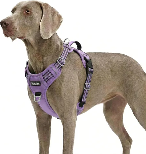 Miniatura 55 de Funfox Arnés para perro sin tirones, arnés de chaleco ajustable para mascotas, material súper suave con mango vertical, fácil control, paseo