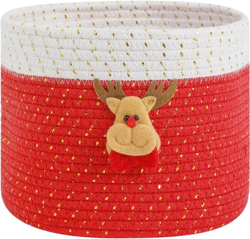 Miniatura 10 de Cestas de almacenamiento de juguetes cesta de almacenamiento de cuerda de algodón tejida con decoración de arco iris para niños, cestas de manta