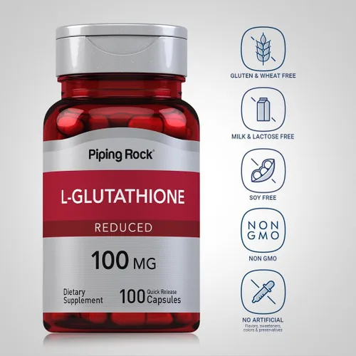 Miniatura 3 de Piping Rock Suplemento de glutatión L 100 mg 100 cápsulas Forma reducida Sin OMG, sin gluten