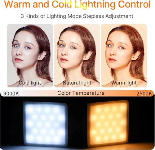 Miniatura 5 de ULANZI VL49 Pro RGB Video Light, mini cámara LED recargable 360° a todo color portátil, 2500-9000K lámpara de panel LED regulable con pantalla LCD