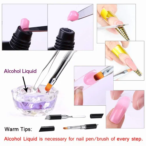 Miniatura 5 de Bertoo - Cepillo y recogedor de gel de uñas de poligel, herramienta de cepillo de uñas de gel de acero inoxidable de doble extremo para cepillos