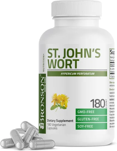Bronson Hierba de San Juan 700 mg por porción Hypericum Perforatum apoya un estado de ánimo positivo - Sin OMG, 180 cápsulas vegetarianas