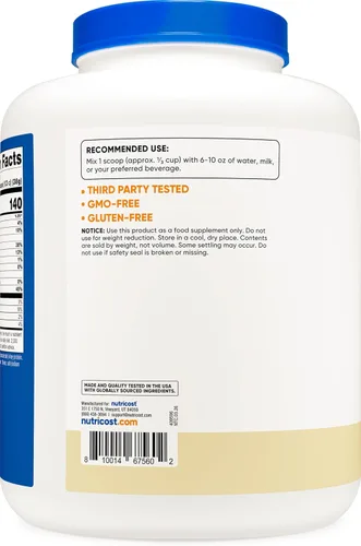 Miniatura 4 de Nutricost Concentrado de proteína de suero alimentado con pasto (vainilla) 5 libras, sin desnaturalizar, sin OMG, sin gluten, sabores naturales