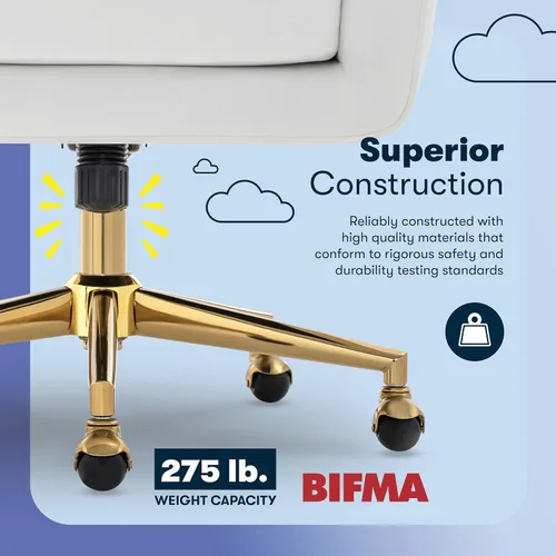 Miniatura 9 de Serta Ashleigh - Silla de oficina moderna, diseño acanalado acolchado, cojín de asiento de bobina de bolsillo, elegante sillón decorativo de Tela
