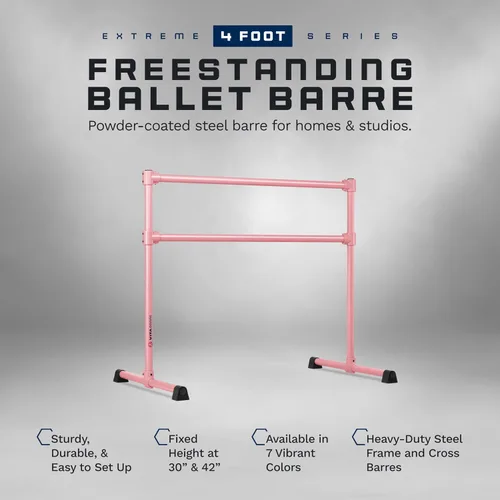 Miniatura 2 de VITA Barre - Barra de ballet doble portátil independiente, extrema, acero Altura fija, fabricada en Estados Unidos, equipo de ejercicio en casa