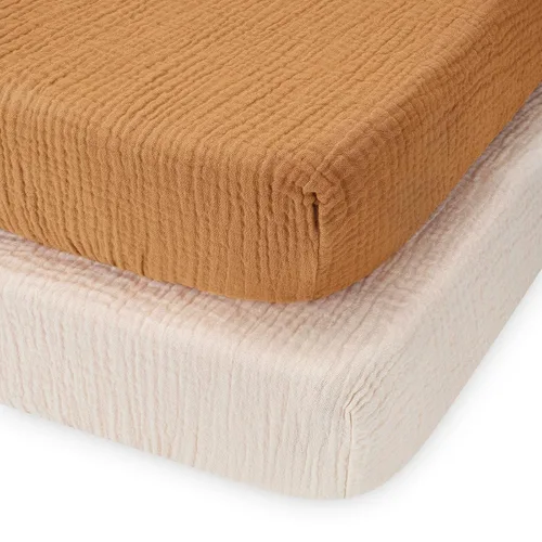 Miniatura 30 de Blissful Diary Sábanas de muselina para mini cuna, sábanas ajustadas para colchón Pack N Play, algodón suave para niños y niñas, paquete de 2