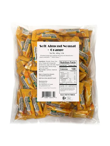 Miniatura 14 de Golden Bonbon Caramelo italiano suave de turrón de almendras, masticables empaquetados individualmente, turrón sin gluten, lleno de almendras