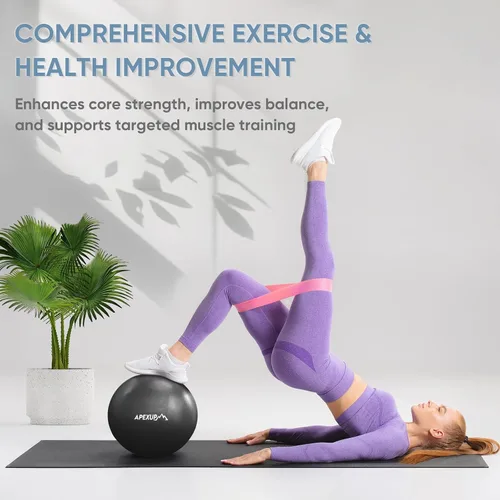 Miniatura 8 de APEXUP 9 Inch Pilates Ball Small Exercise Ball for Yoga, Fitness, Balance, Core Workout, Physical Therapy Rosa